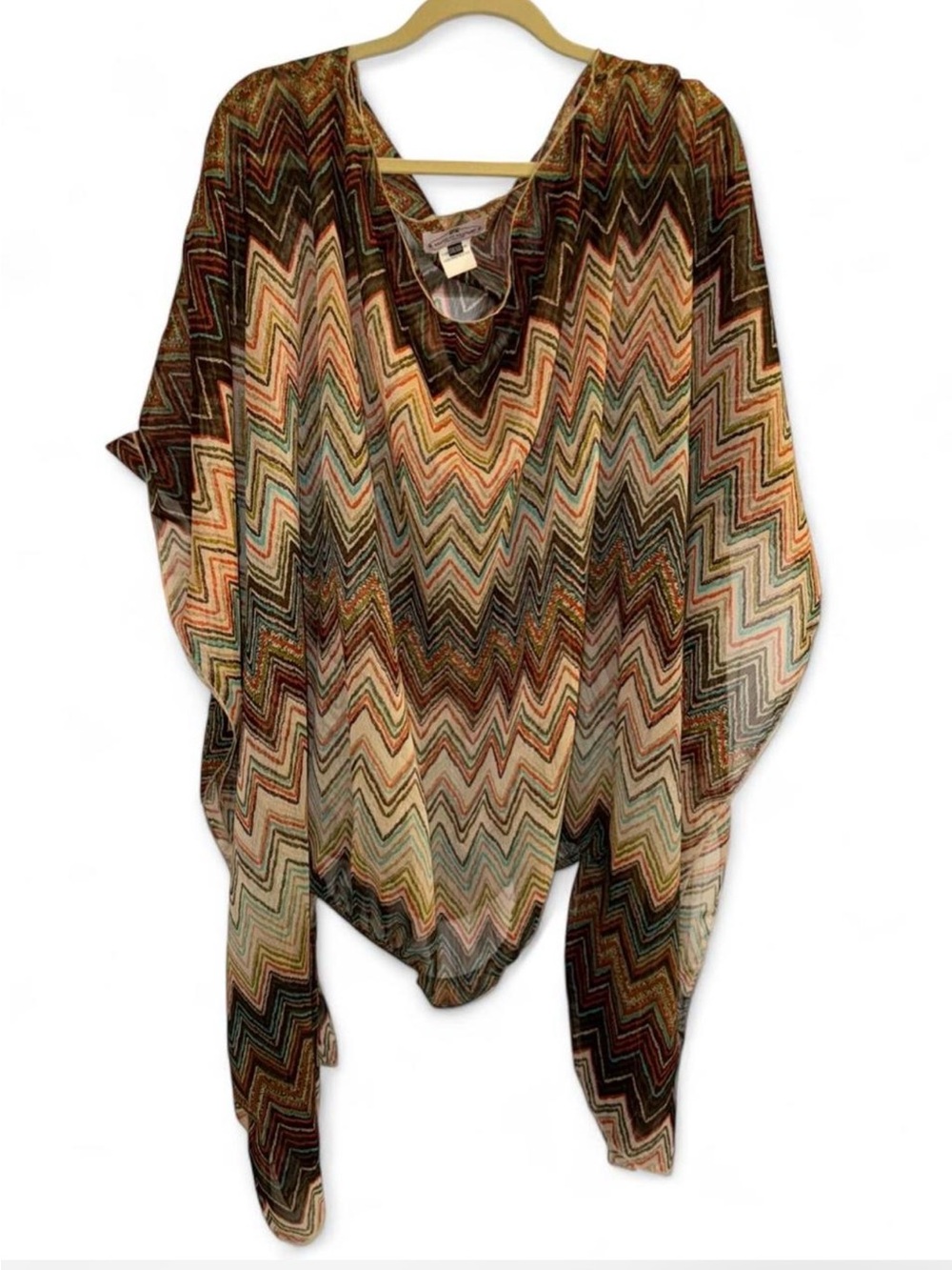 Muche et Muchette Multicolor Zigzag Sheer Draped Poncho